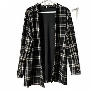 Polished & Poised Black and Beige Plaid Open Cardigan XL
